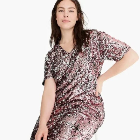Universal Standard for J Crew Sequin V Neck Tshirt Dress, Size 2X - Picture 1 of 2